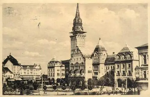 Postcard Serbia Subotica clocktower