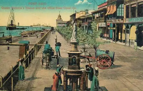 Egypt Port Said Queen's Victoria Statue  & Office of Suez Canal Company