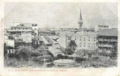 Egypt Port Said Place de Lesseps vue generale