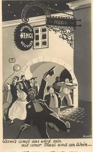 AK Wien, Grinzing, Wiener Heuriger Karl Hengl's Kunstler Kind