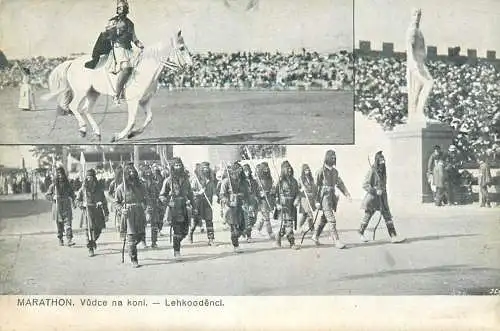 Dopisnice Ceske Obce Sokolske, Sokol Praha 1912 Marathon sport event bowmen