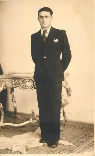 Souvenir photo postcard young man portrait fashion suit