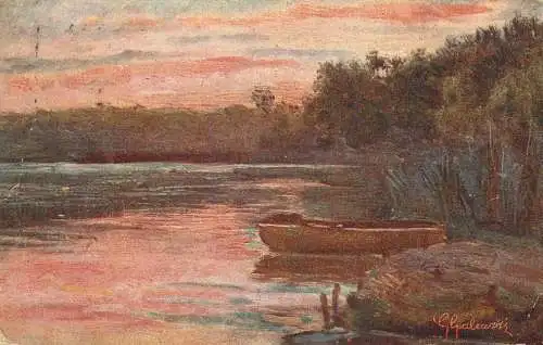 G. Galeazzi river landscape signed painting