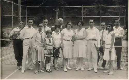 Tennis themed vintage photo postcard Romania