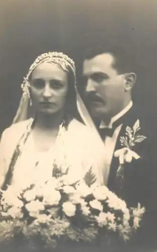 Romania foto Otto Bonig Calafat 1932 wedding groom & bride souvenir photo