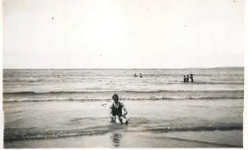 Real photo postcard place to identify beach scene