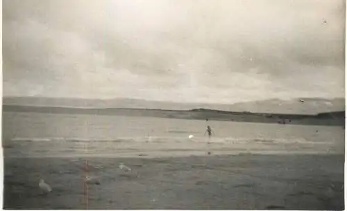 Real photo postcard place to identify beach scene