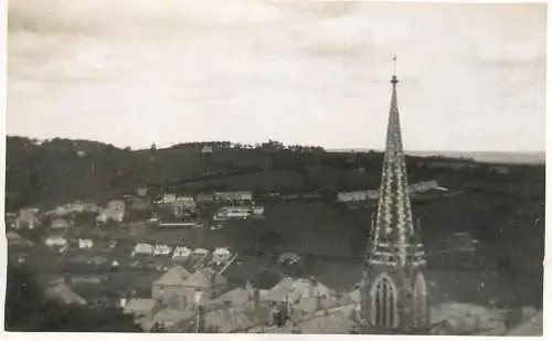 Real photo postcard place to identify city panorama church tower