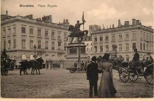 Belgium Bruxelles Place Royale equestrian statue monument