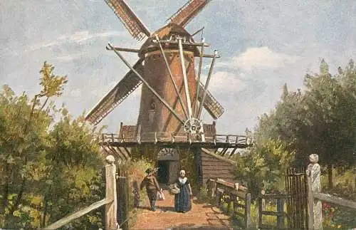 AK Welt Landschaft windmill scene