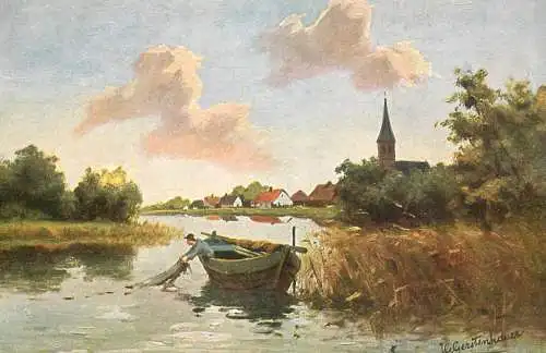AK Welt Landschaft Belgium H. Gertenhauer fishing boat cacao de jong