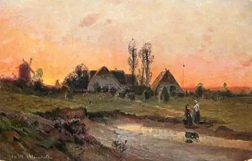AK Welt Landschaft Germany village windmill