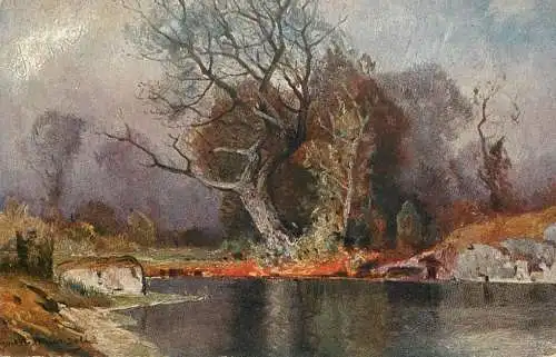 AK Welt Landschaft Germany willow and river