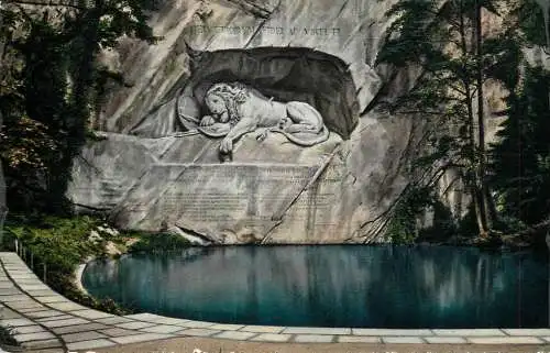 Postcard Switzerland Luzern Lowendenkmal