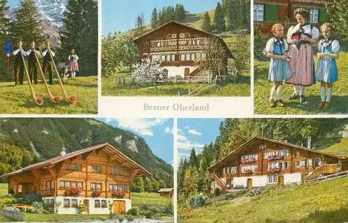 Postcard Switzerland Bern horn blowers