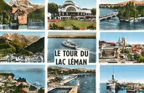 Postcard Switzerland Leman lake cruise boat
