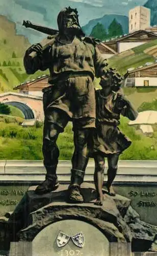 Postcard Switzerland Altdorf Telldenkmal
