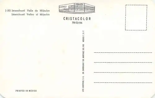 Postcard Mexico Iztaccihuatl of Milpulco