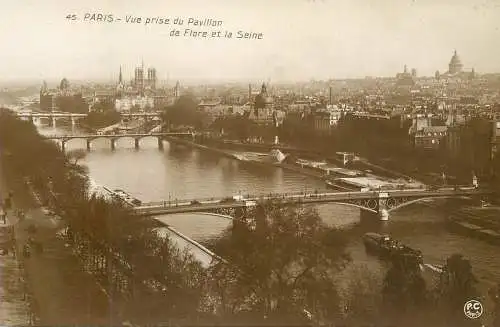 Postcard France Paris Seine bridges
