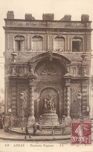 Postcard France Arras fontaine Neptune