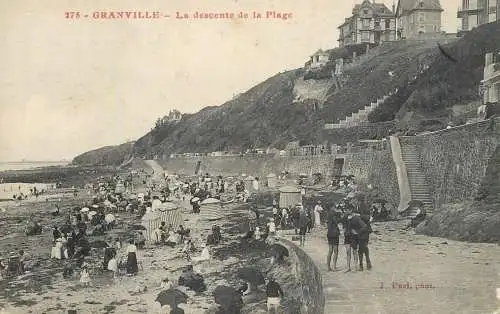 Postcard France Granville beach