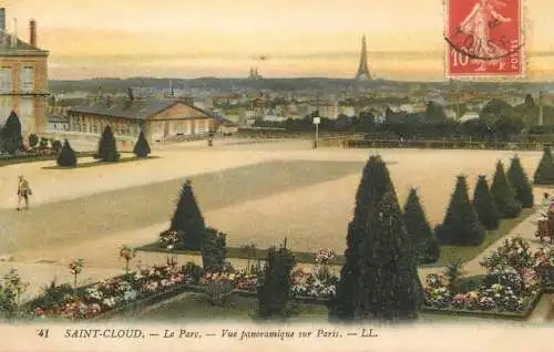 Postcard France Saint Cloud park