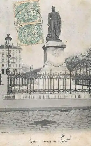 Postcard France Lyon statue de Suchet