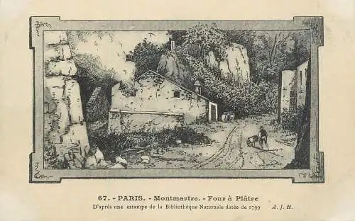Postcard France Paris Montmartre four a platre