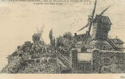 Postcard France Paris Montmartre windmill of Galette