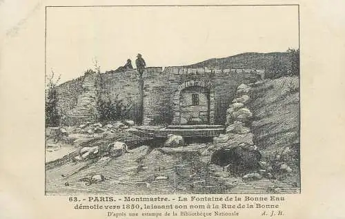 Postcard France Paris Montmartre ;a fontaine de la bonne Eau