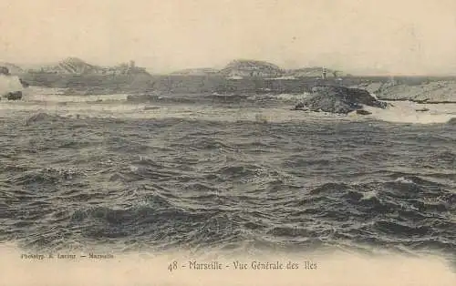 Postcard France Marseilles island view and lighthouse