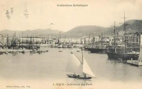 Postcard France Nice harbour sailing vessel