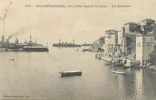 Postcard France Villefranche harbour ships