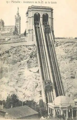Postcard France Marseilles ascenseurs Notre Dame de la Garde