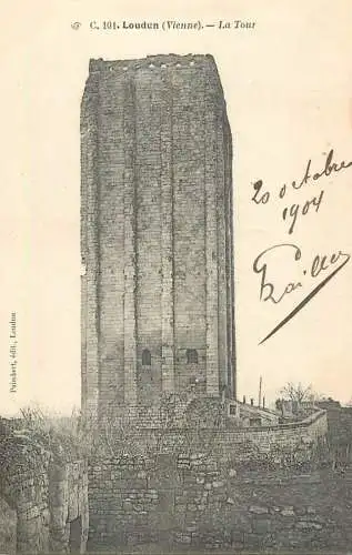 Postcard France Loudun tower