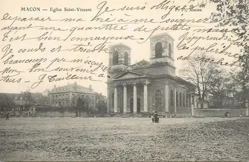 Postcard France Mâcon St. Vincent church