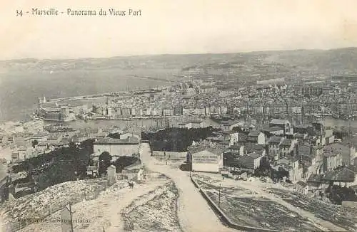 Postcard France Marseilles harbour panorama
