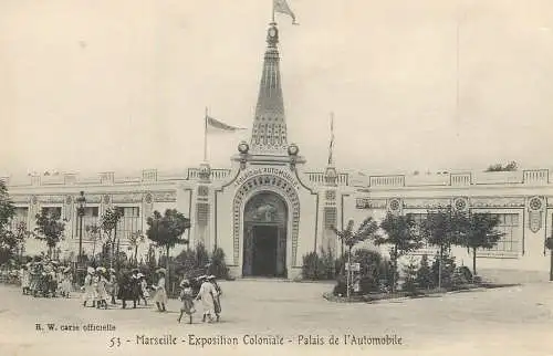 Postcard France Marseilles exposition coloniale Palais de l' automobile