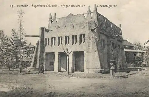 Postcard France Marseilles exposition coloniale cinematographe