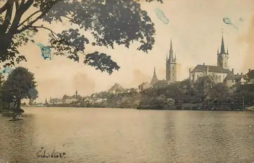 Czech Republic Caslav castle and river view