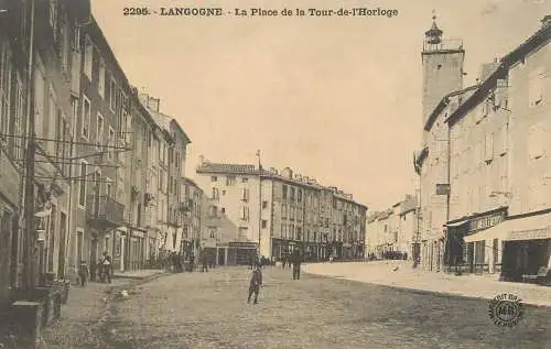 Postcard France Langogne clocktower