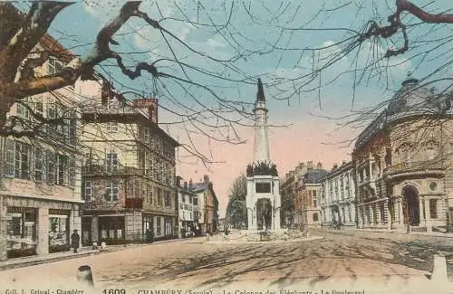 Postcard France Chambery la colonne des Elephants