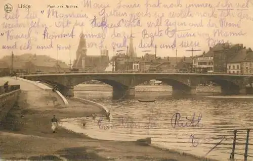 Postcard Belgium Liege pont des Arches