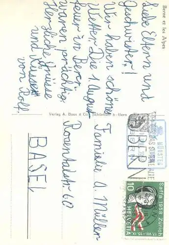 Postcard Switzerland Bern and the Alps