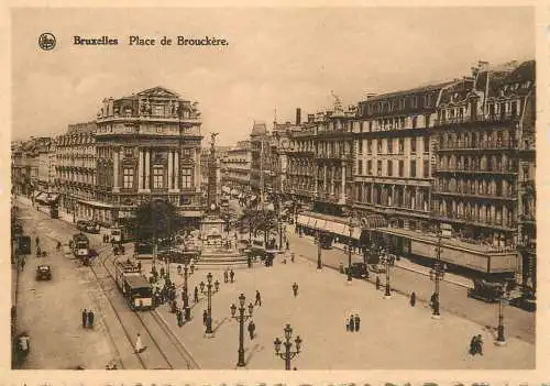 Postcard Belgium Bruxelles place de Brouckere tram