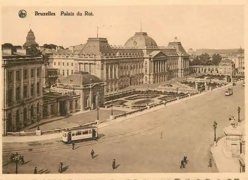 Postcard Belgium Bruxelles Palais du Roi tram