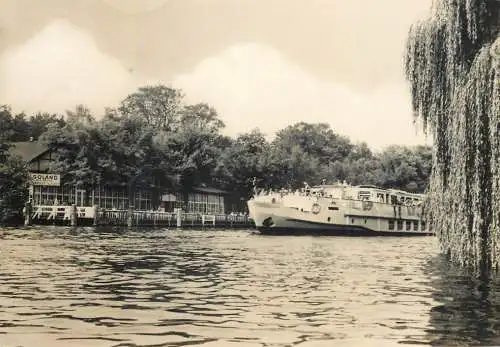 Postcard Germany Berlin Gaststatte Neu Helgoland sailing vessel