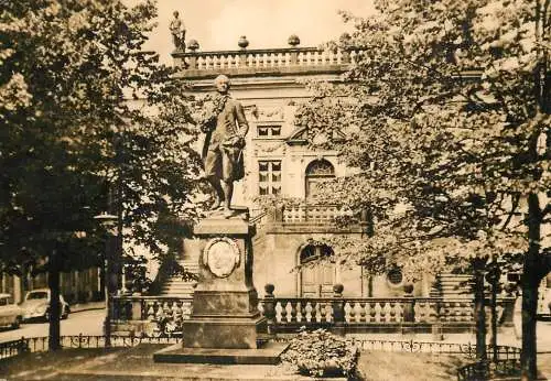 Postcard Germany Leipzig Messestadt Goethe denkmal