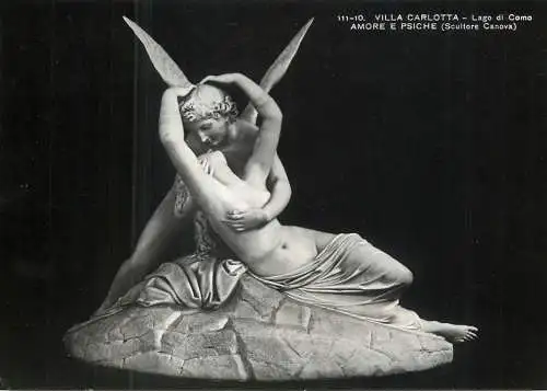 Postcard Italy Como Lake villa Carlotta Amore e Psiche sculpture