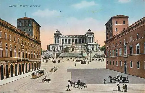 Postcard Italy Rome Venice square tram